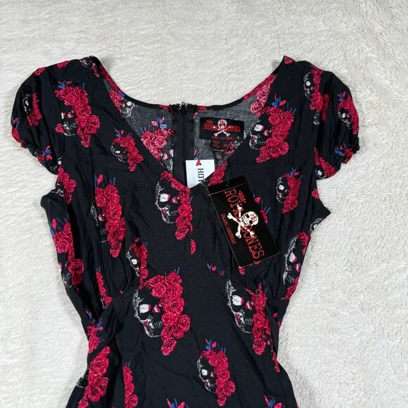 NWT Royal Bones Skull & Rose Knee Length Dress - Picture 2 of 7